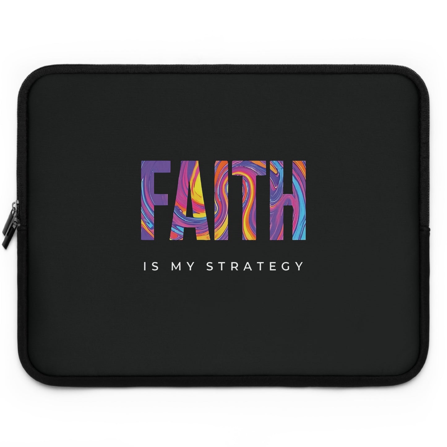 Faith Is My Strategy Laptop Sleeve – Water-Resistant Neoprene, Dual Zipper, Protective & Lightweight