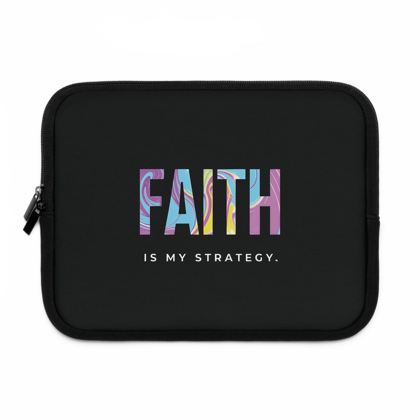 Faith Is My Strategy Laptop Sleeve – Water-Resistant Neoprene, Dual Zipper, Protective & Lightweight