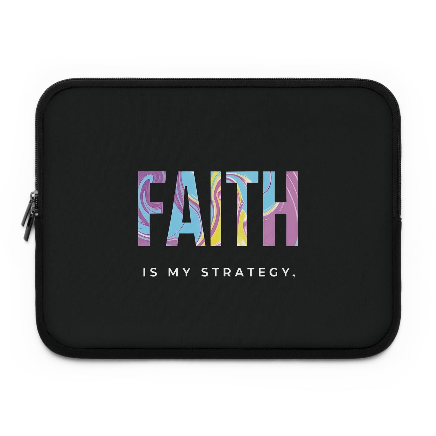 Faith Is My Strategy Laptop Sleeve – Water-Resistant Neoprene, Dual Zipper, Protective & Lightweight