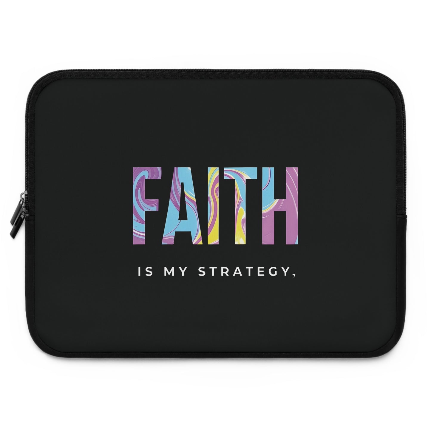Faith Is My Strategy Laptop Sleeve – Water-Resistant Neoprene, Dual Zipper, Protective & Lightweight