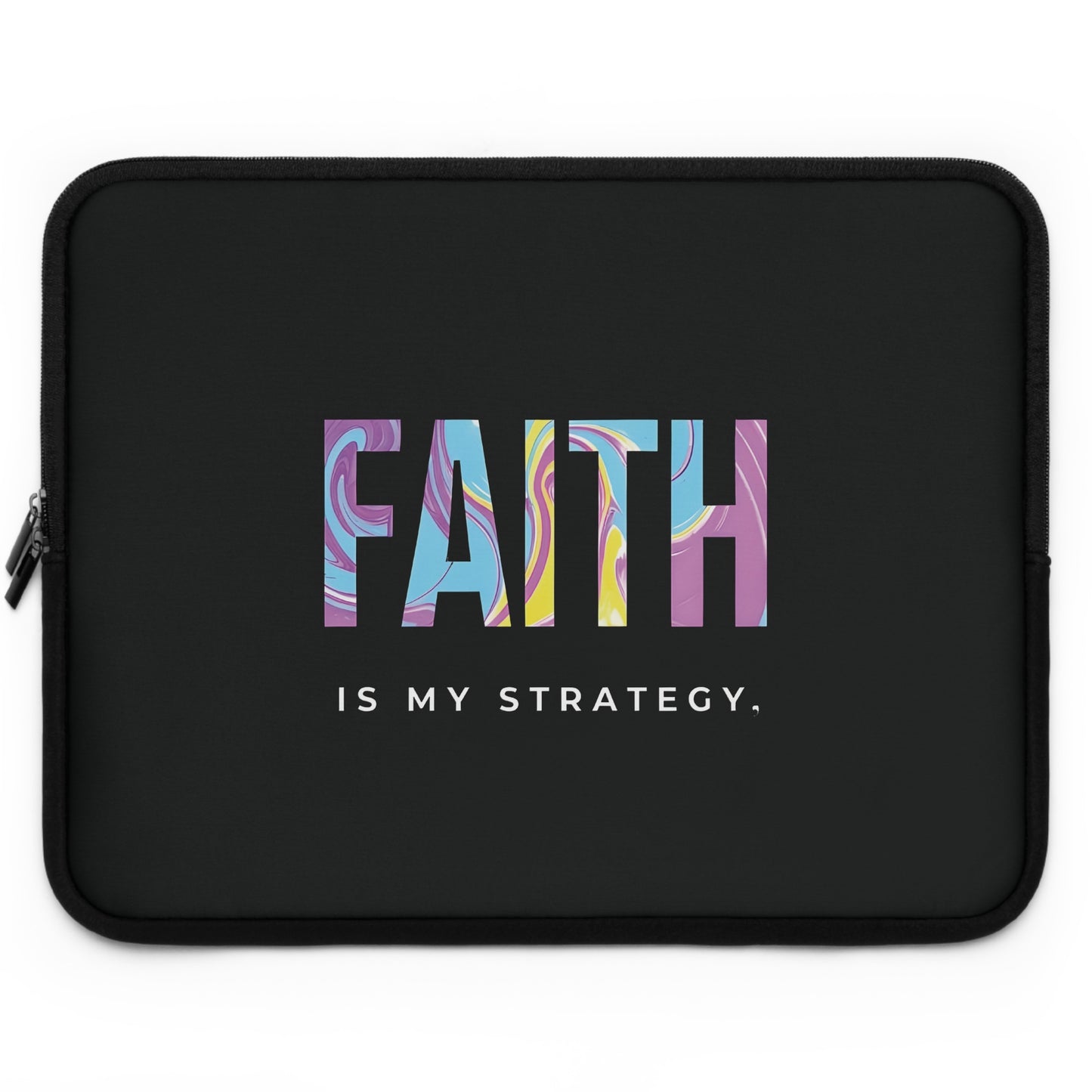 Faith Is My Strategy Laptop Sleeve – Water-Resistant Neoprene, Dual Zipper, Protective & Lightweight