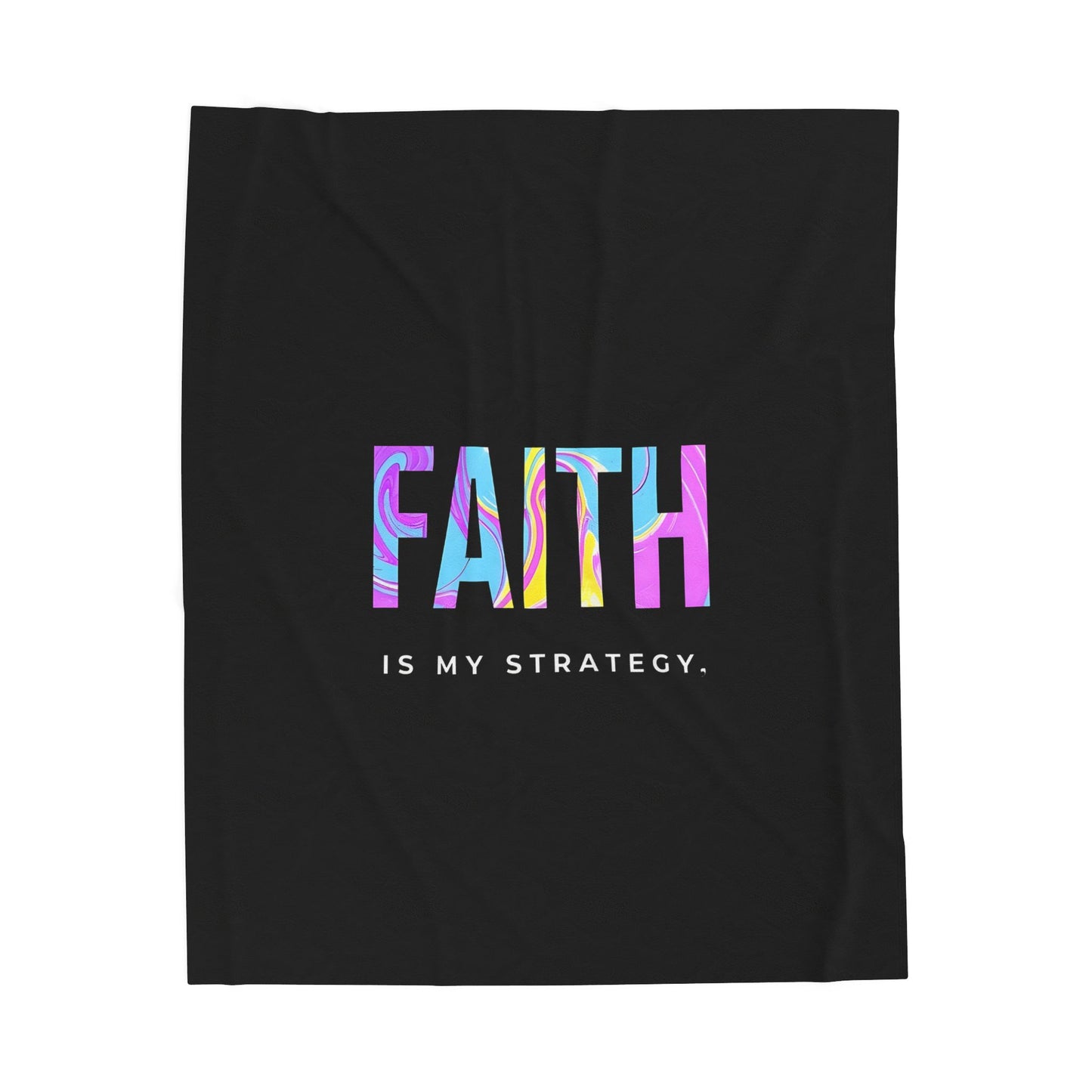 Faith Is My Strategy Velveteen Plush Blanket – Ultra-Soft, Warm & Durable for Home & Gifts
