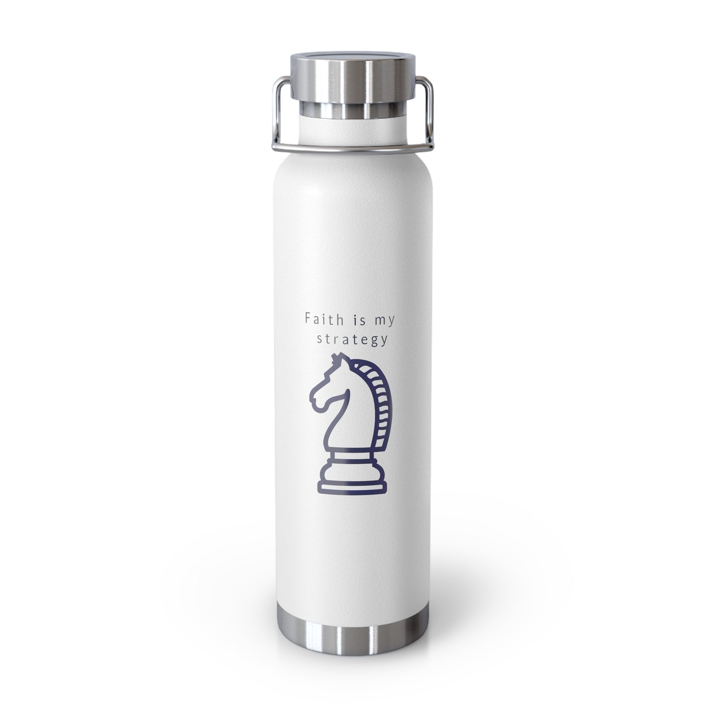 Faith Is My Strategy Insulated Water Bottle – Copper Vacuum 22oz Stainless Steel Bottle for Hot & Cold Drinks