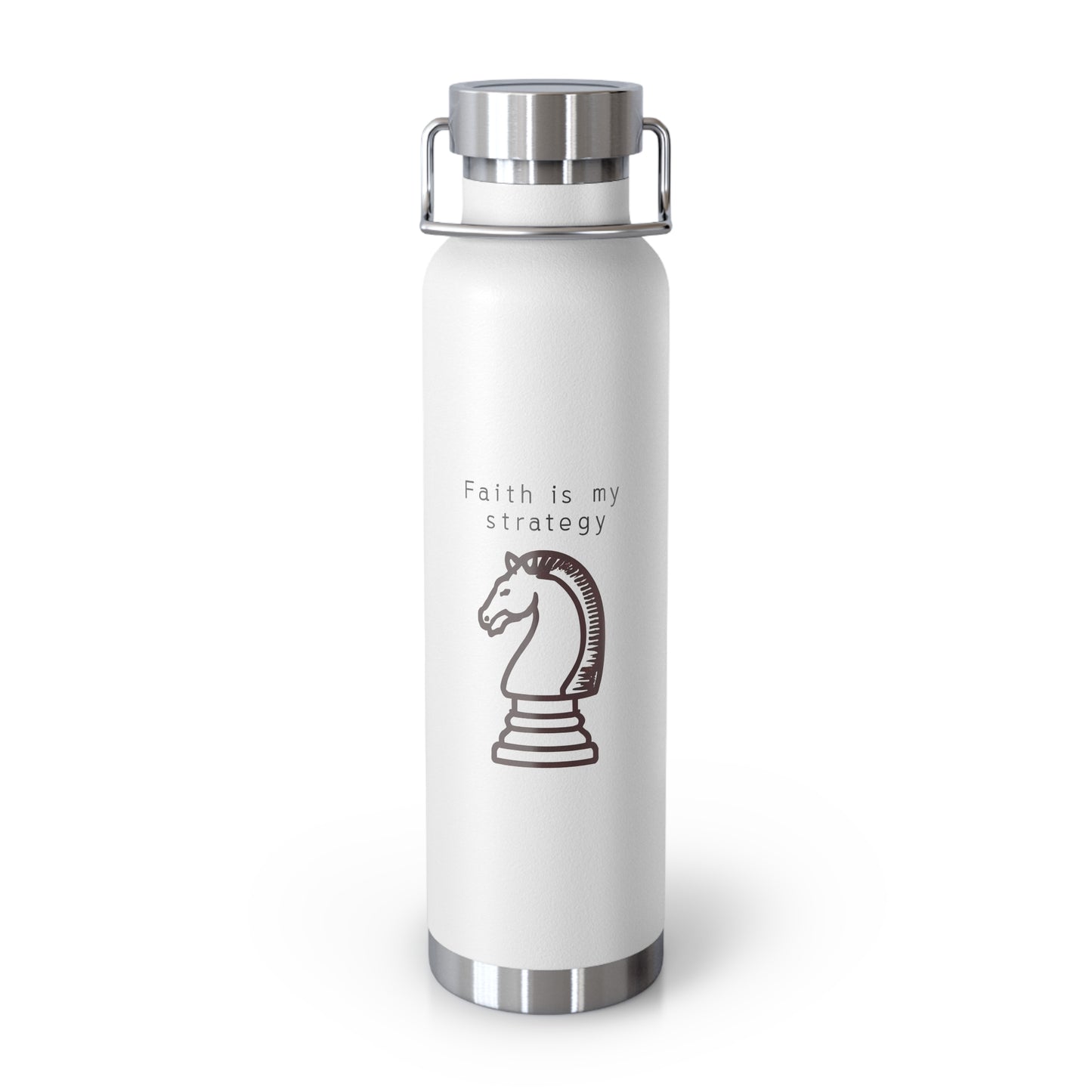 Faith Is My Strategy Insulated Water Bottle – Copper Vacuum 22oz Stainless Steel Bottle for Hot & Cold Drinks