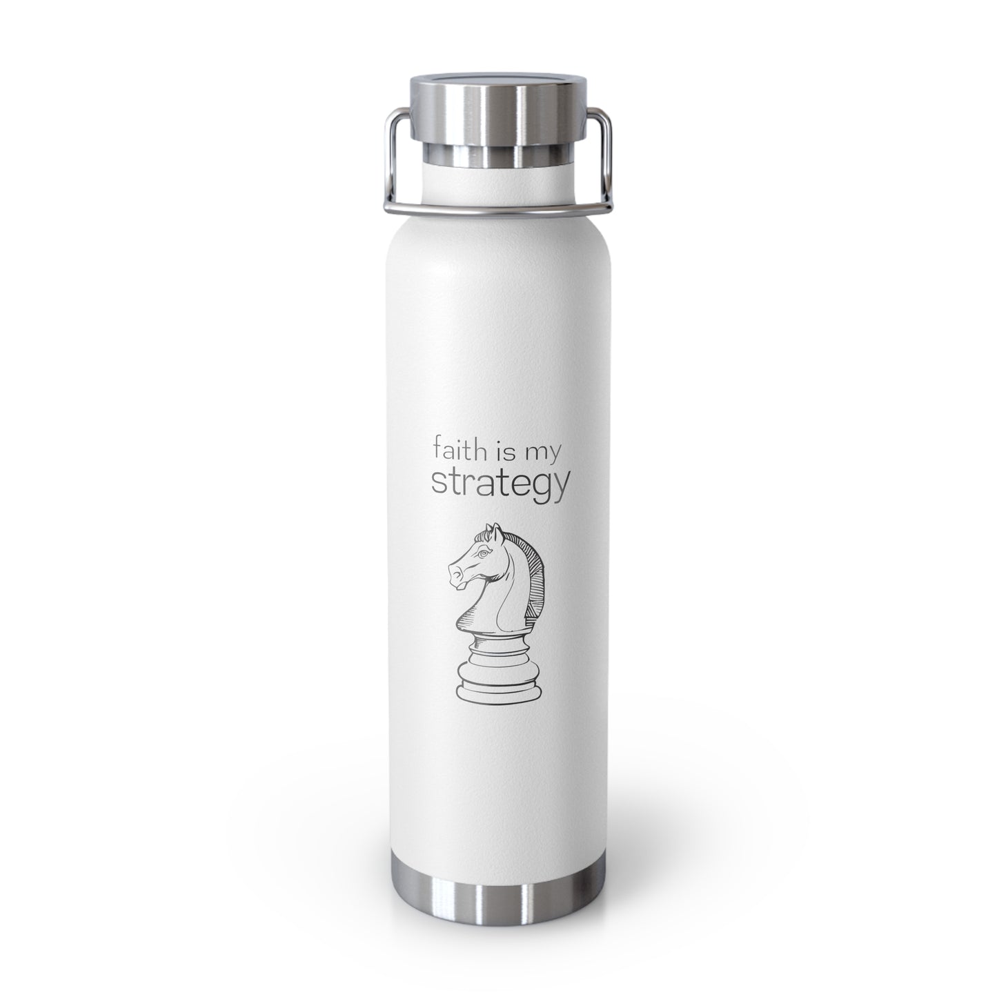 Faith Is My Strategy Insulated Water Bottle – Copper Vacuum 22oz Stainless Steel Bottle for Hot & Cold Drinks