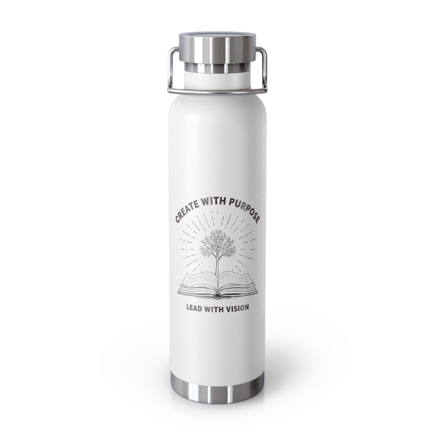 Create With Purpose Insulated Water Bottle – Copper Vacuum 22oz Stainless Steel Bottle for Hot & Cold Drinks