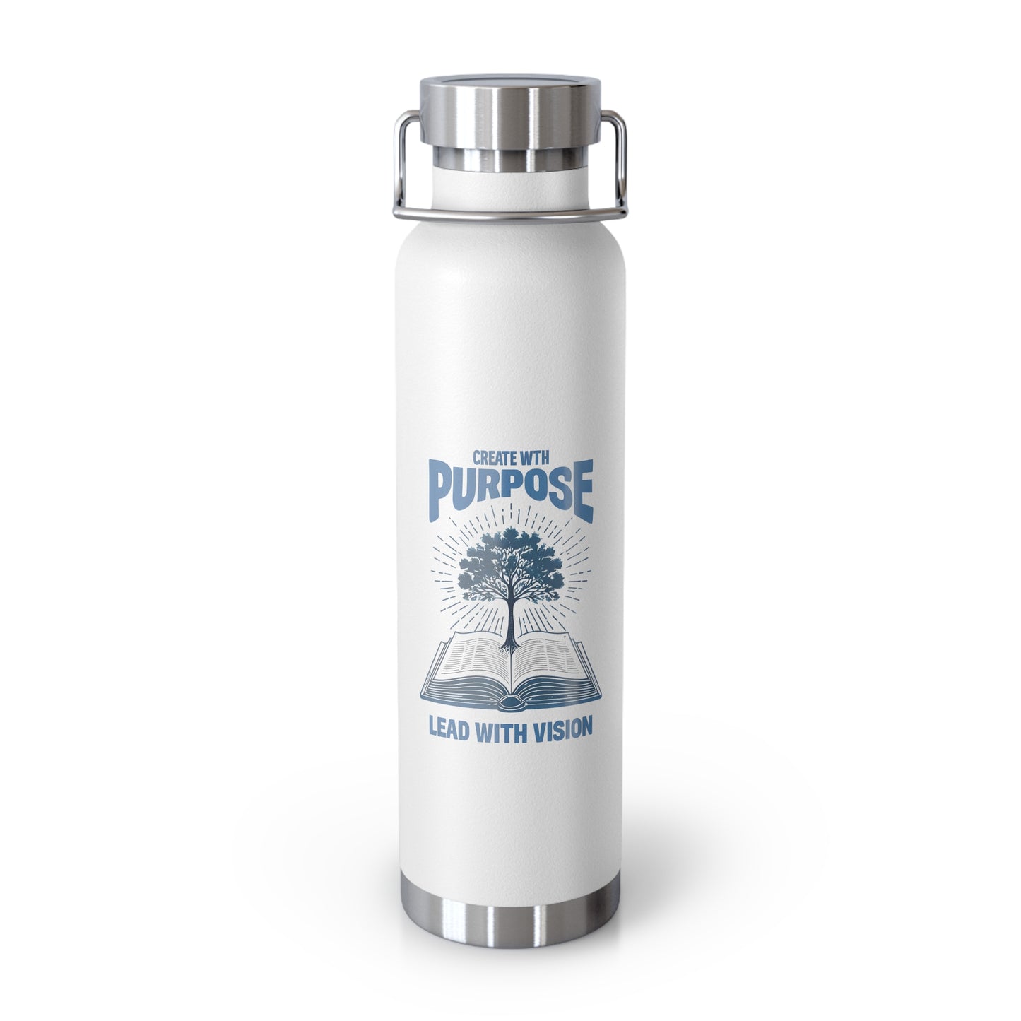 Create With Purpose Insulated Water Bottle – Copper Vacuum 22oz Stainless Steel Bottle for Hot & Cold Drinks