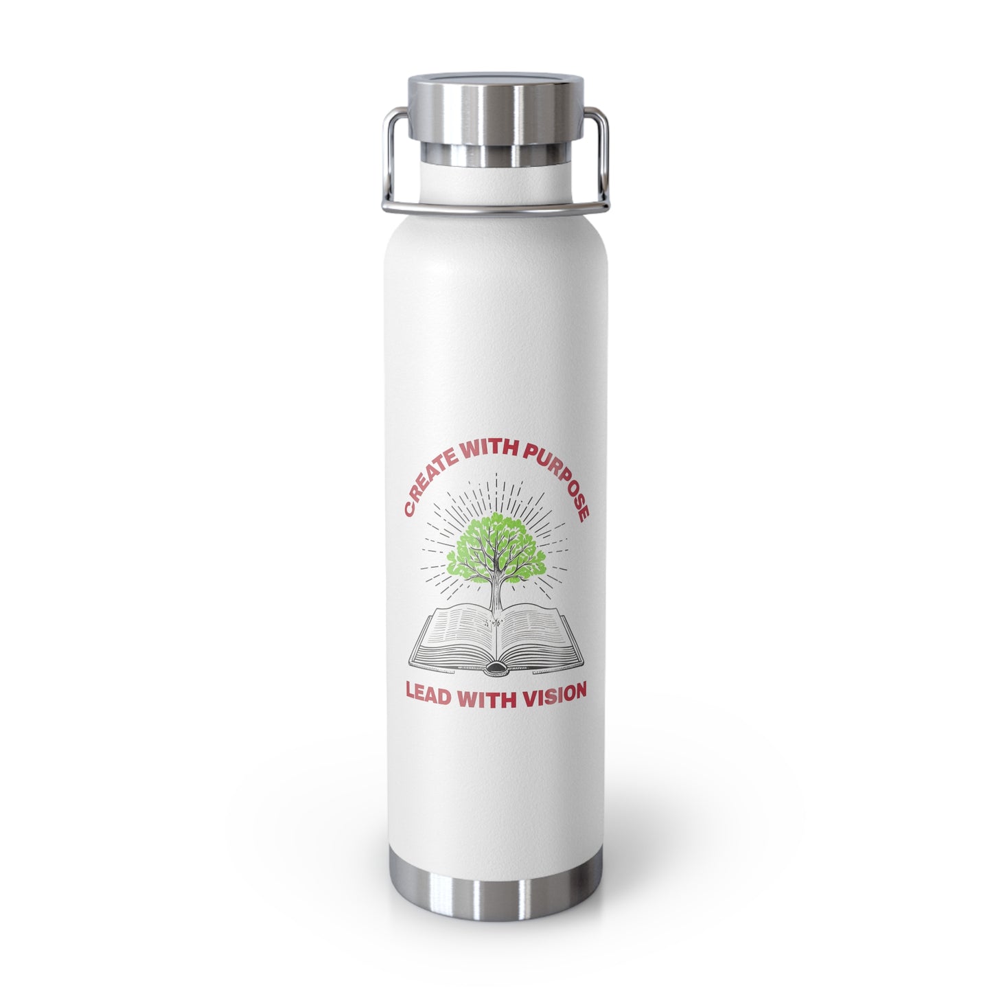 Create With Purpose Insulated Water Bottle – Copper Vacuum 22oz Stainless Steel Bottle for Hot & Cold Drinks