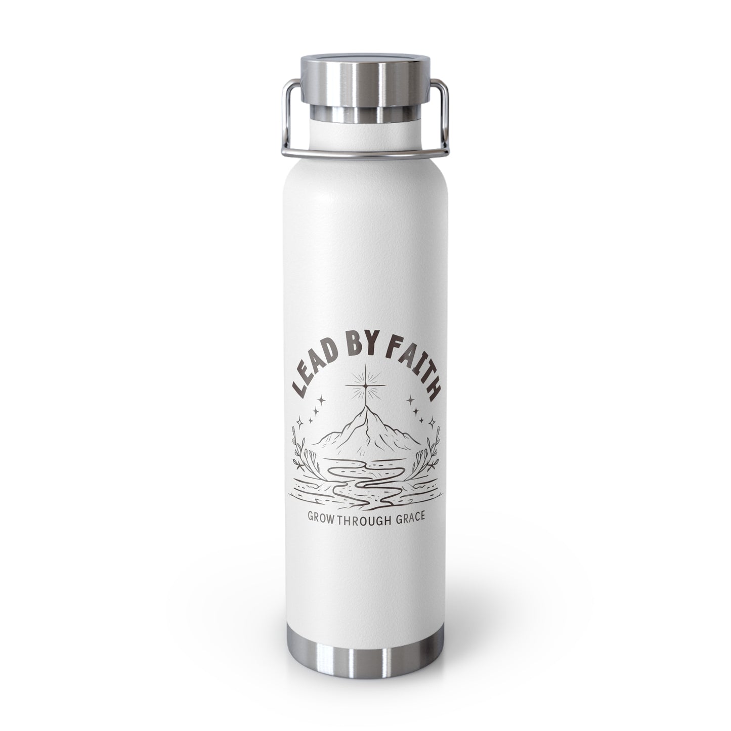 Lead by Faith Insulated Water Bottle – 22oz Copper Vacuum, Keeps Drinks Hot or Cold