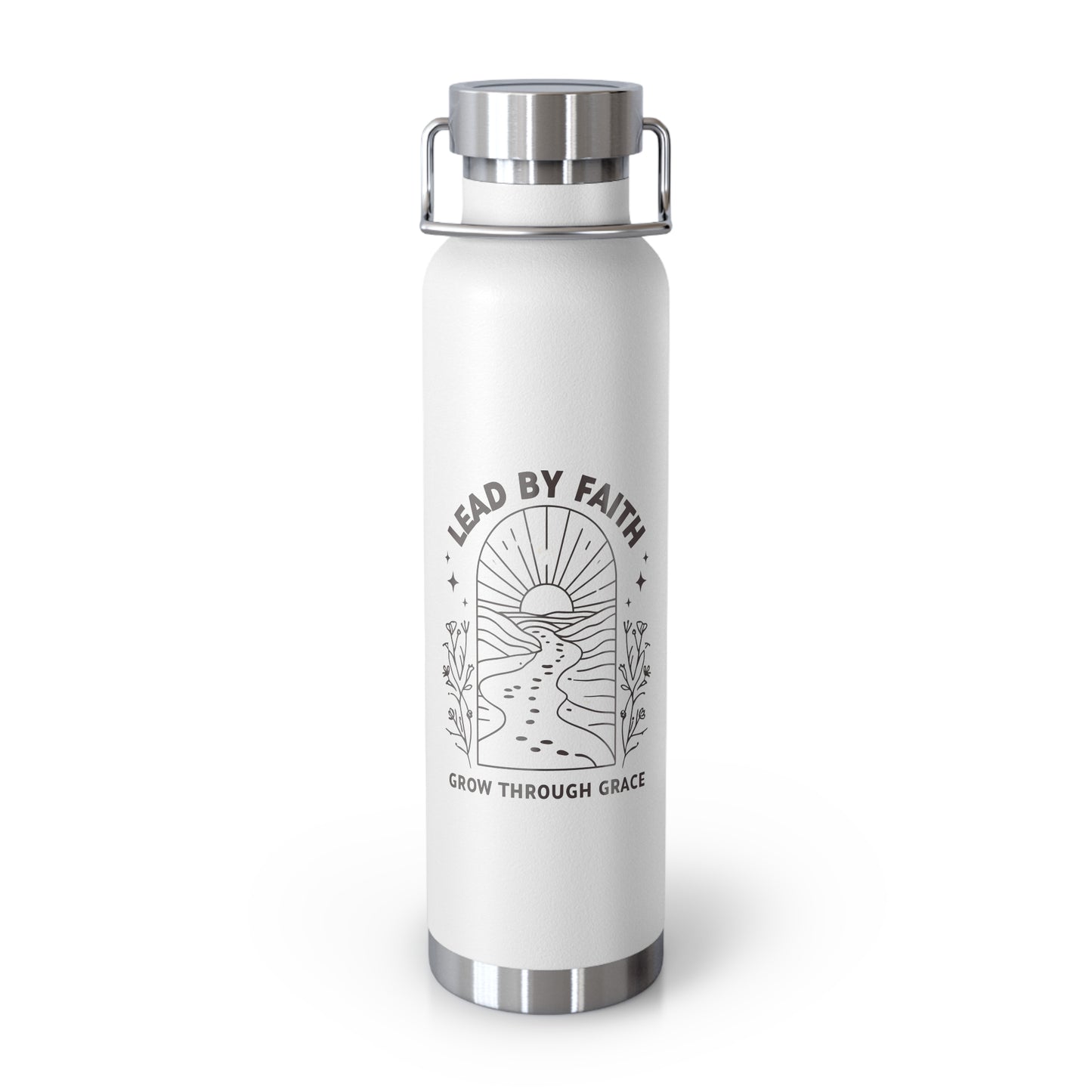 Lead by Faith Insulated Water Bottle – 22oz Copper Vacuum, Keeps Drinks Hot or Cold