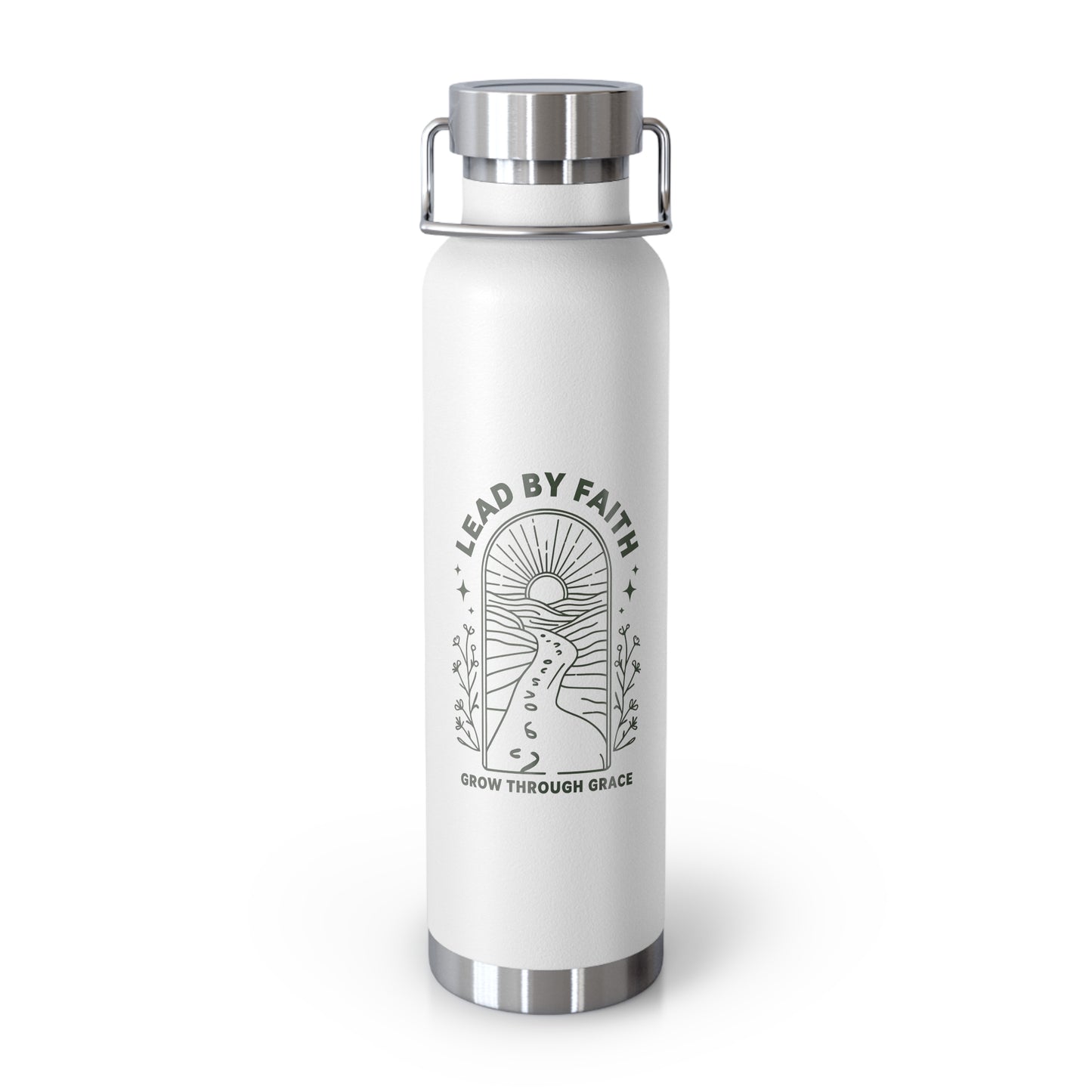 Lead by Faith Insulated Water Bottle – 22oz Copper Vacuum, Keeps Drinks Hot or Cold