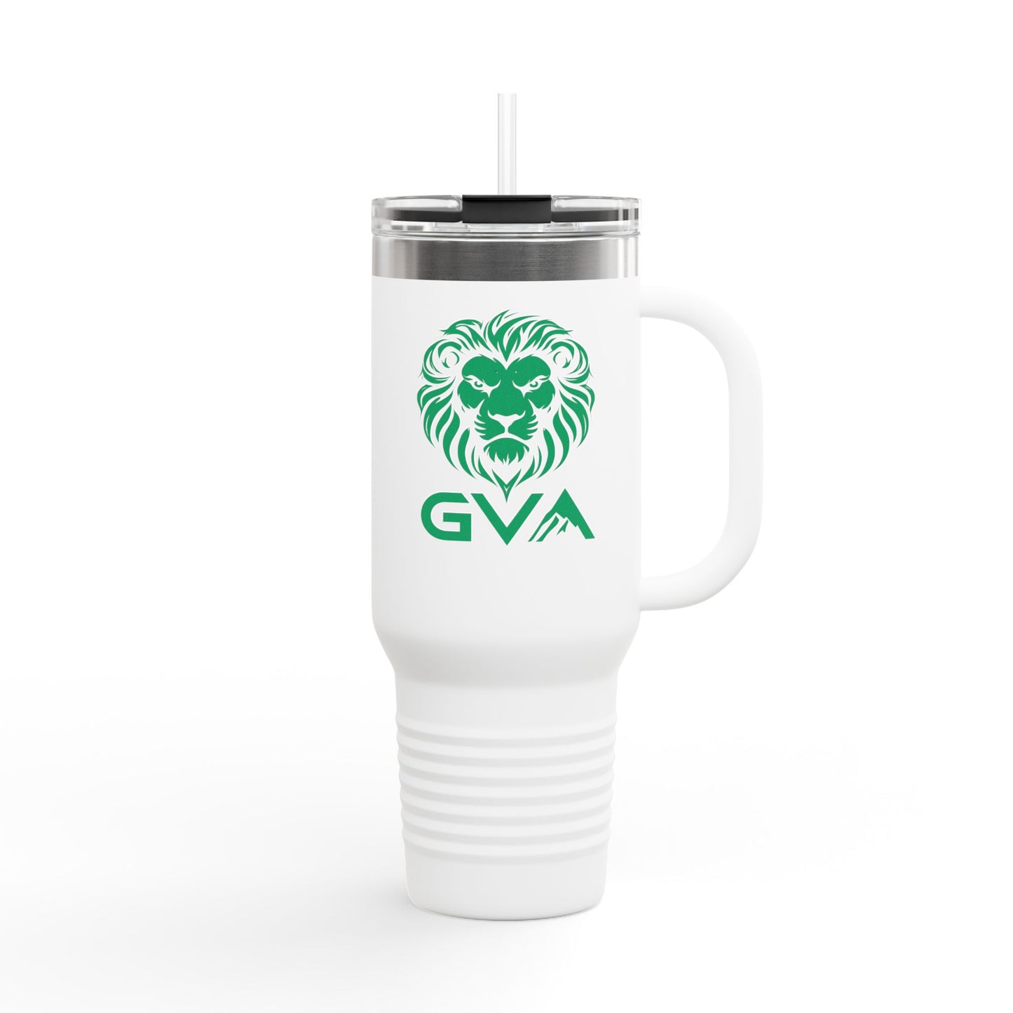 GVA Logo 40oz Insulated Travel Mug – Stainless Steel, Double-Wall, Leak-Proof with Handle