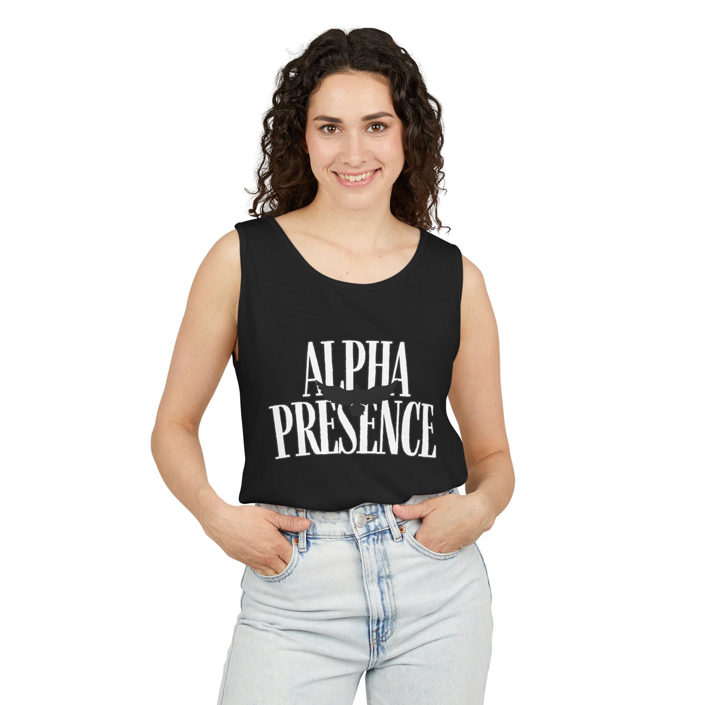 Alpha Presence Unisex Garment-Dyed Tank Top – Summer Style, Casual Wear, Gifts for Him, Athleisure, Relaxed Fit