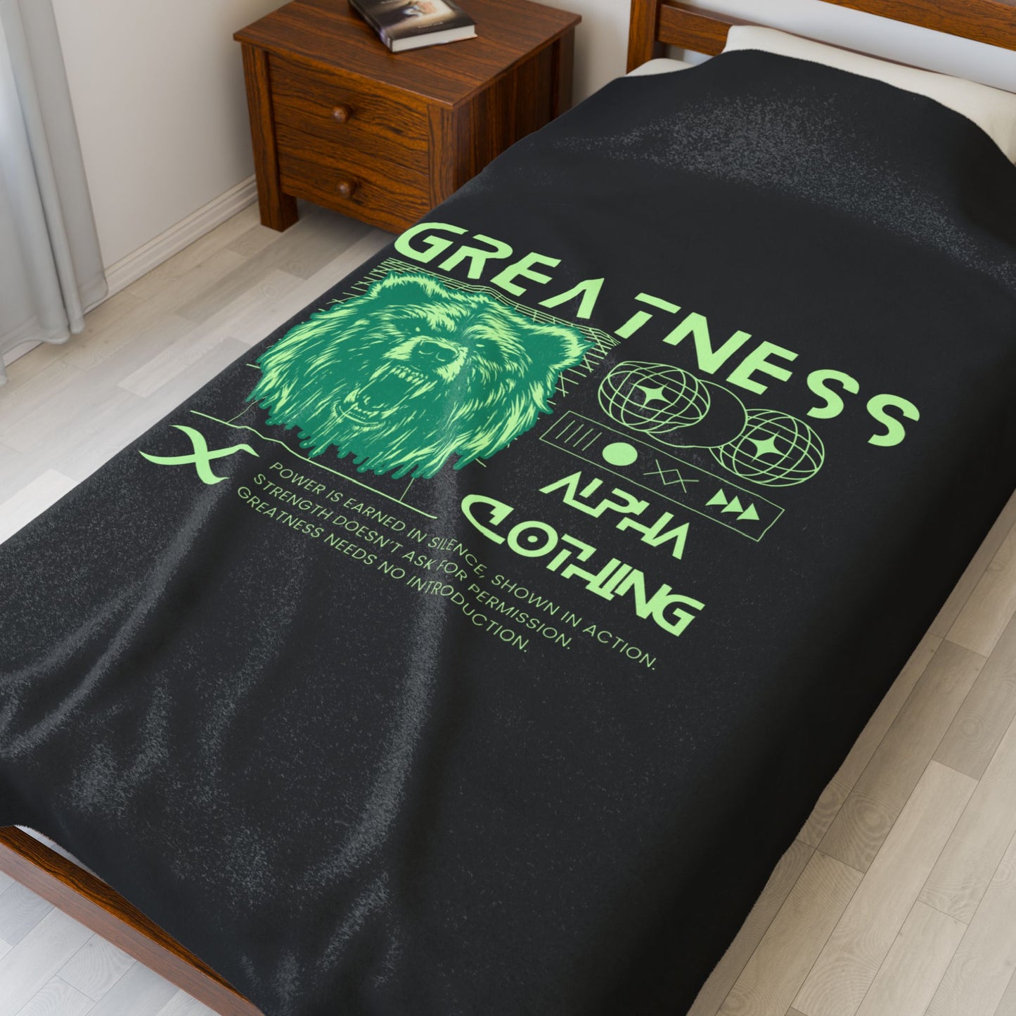 Greatness(Lime) Velveteen Plush Blanket | Cozy Throw, Inspirational Home Décor, Motivational Gift, Relaxation Blanket