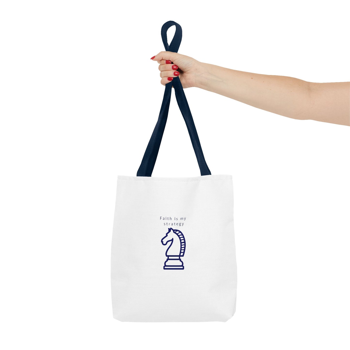 Faith Is My Strategy Tote Bag – Durable Canvas Bag with Inspirational Design for Everyday Use