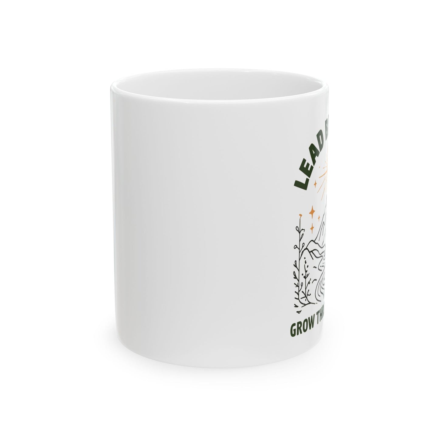 Lead by Faith White Ceramic Mug - Inspirational Mountain and Grace Design - 11oz & 15oz Faith Coffee Cup
