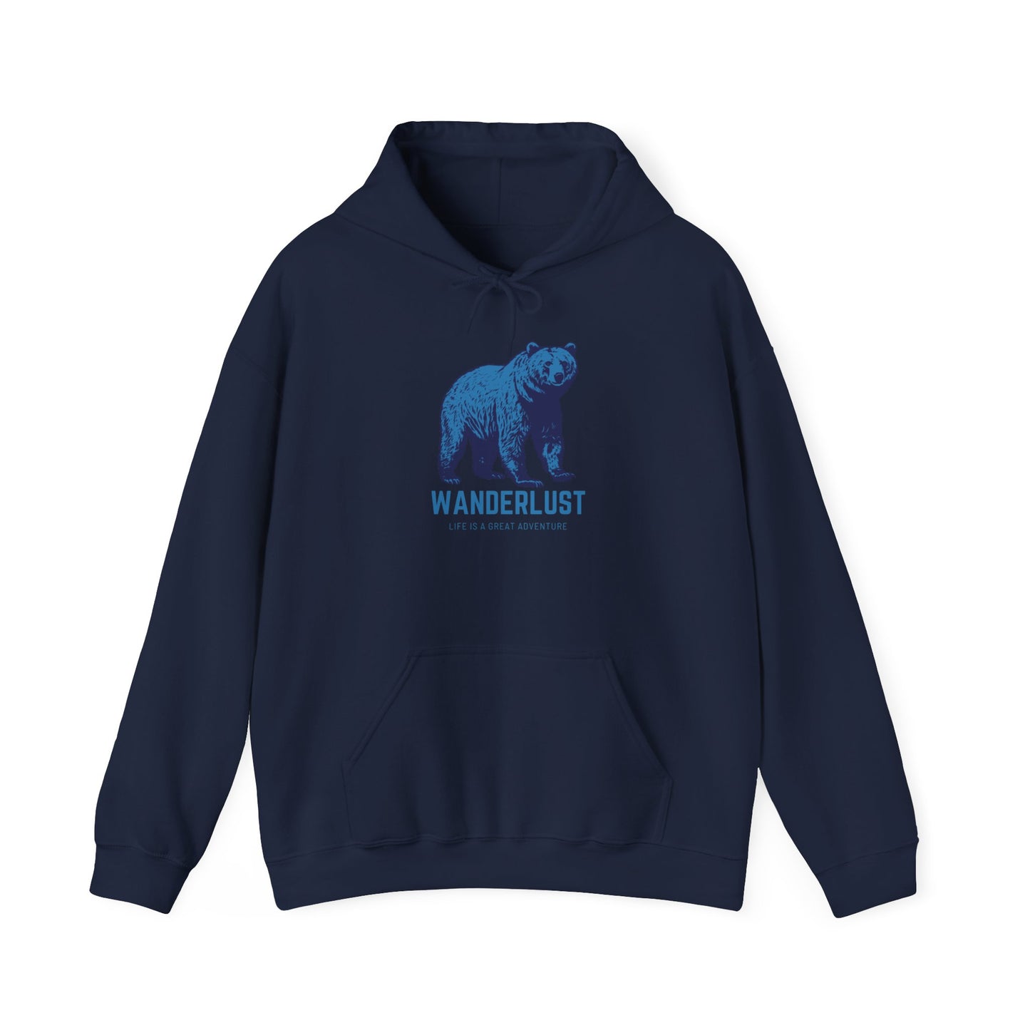 Wanderlust Hoodie (Blue)| Unisex Motivational Hoodie, Casual Outfit, Sportswear Gift, Inspirational Apparel