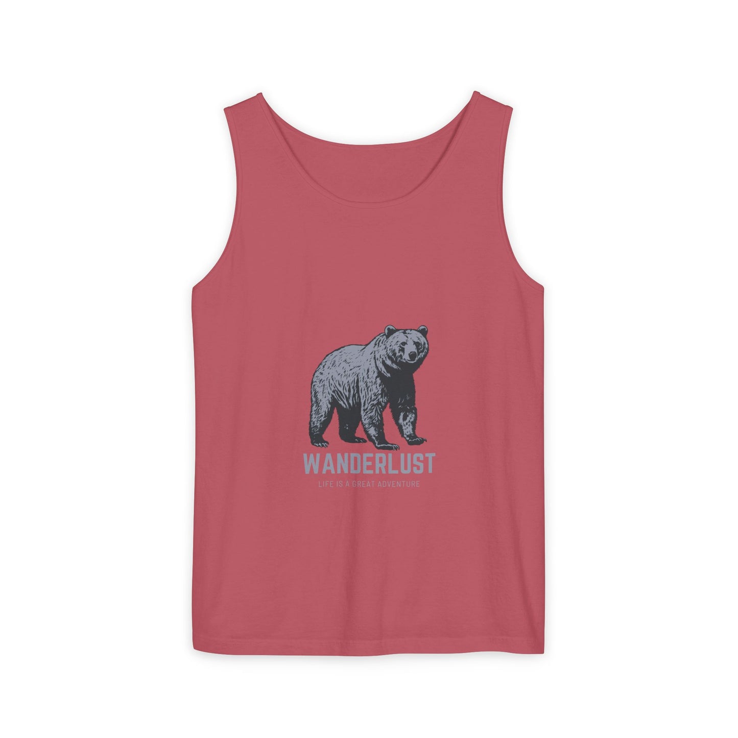 Wanderlust (Grey) Unisex Garment-Dyed Tank Top, Summer Style, Casual Wear, Gifts for Him, Athleisure, Relaxed Fit