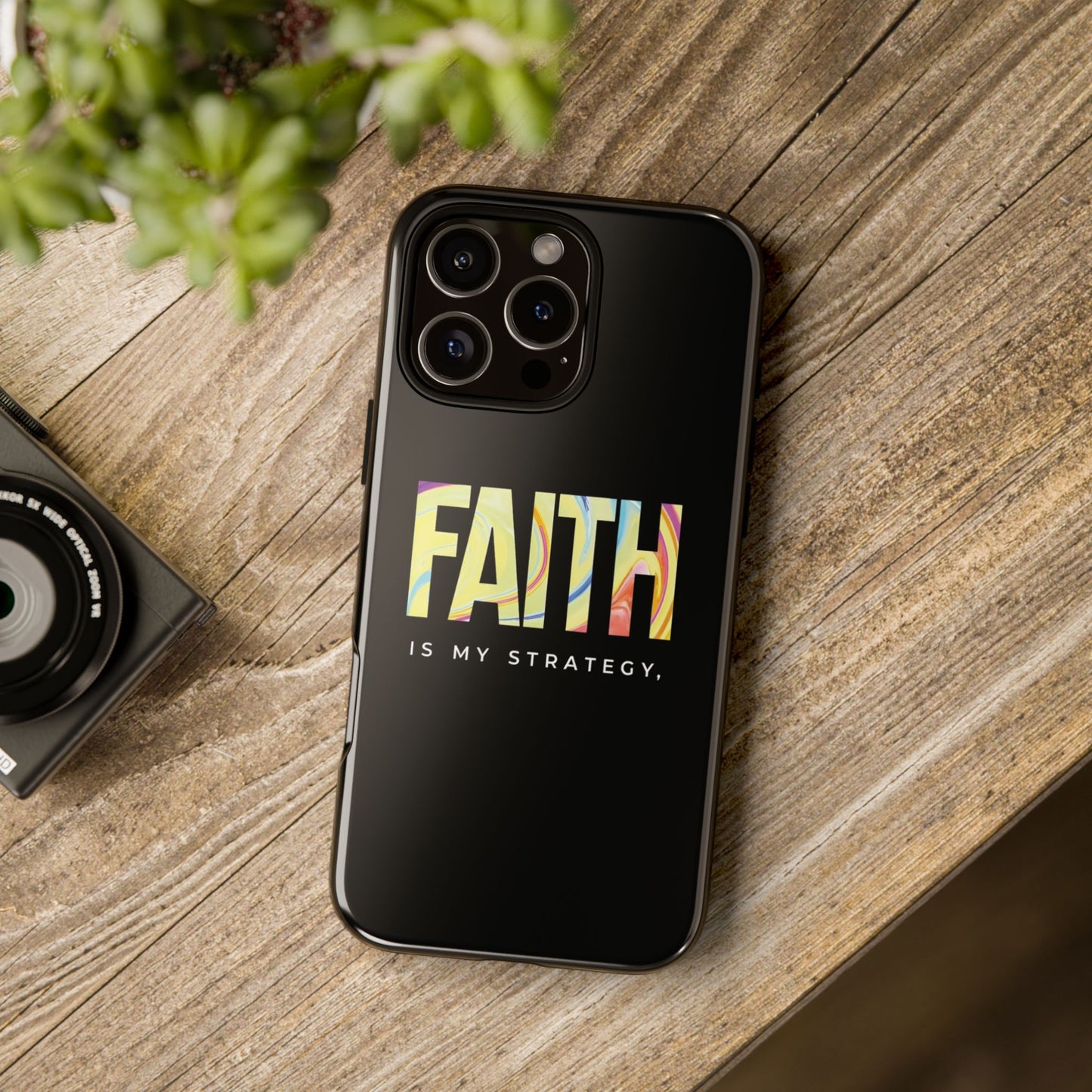 Faith Is My Strategy Phone Case - Artistic Faith-Inspired Design for iPhone 12 to iPhone 16