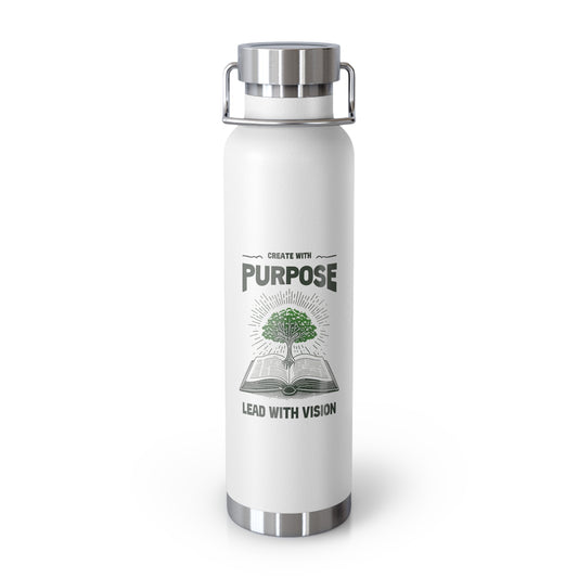 Create With Purpose Insulated Water Bottle – Copper Vacuum 22oz Stainless Steel Bottle for Hot & Cold Drinks
