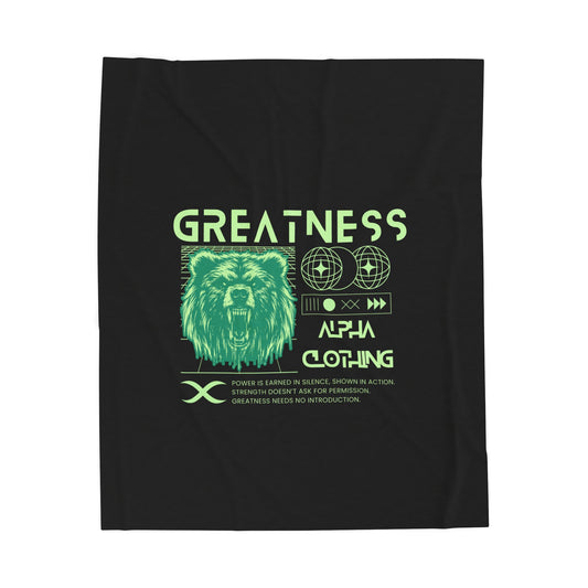 Greatness(Lime) Velveteen Plush Blanket | Cozy Throw, Inspirational Home Décor, Motivational Gift, Relaxation Blanket