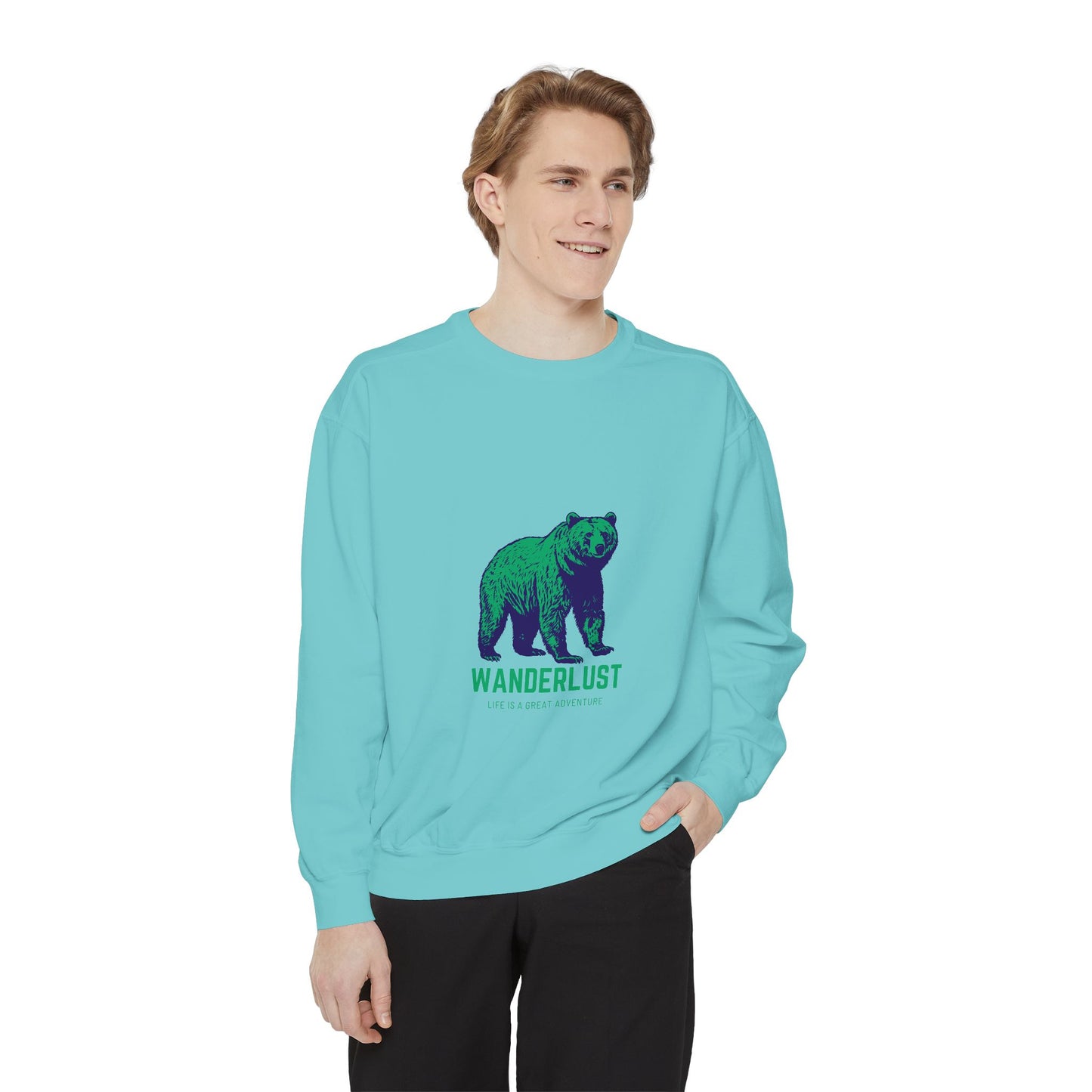 Wanderlust (Green) Unisex Heavyweight Sweatshirt , Soft, Warm & Durable for Everyday Comfort