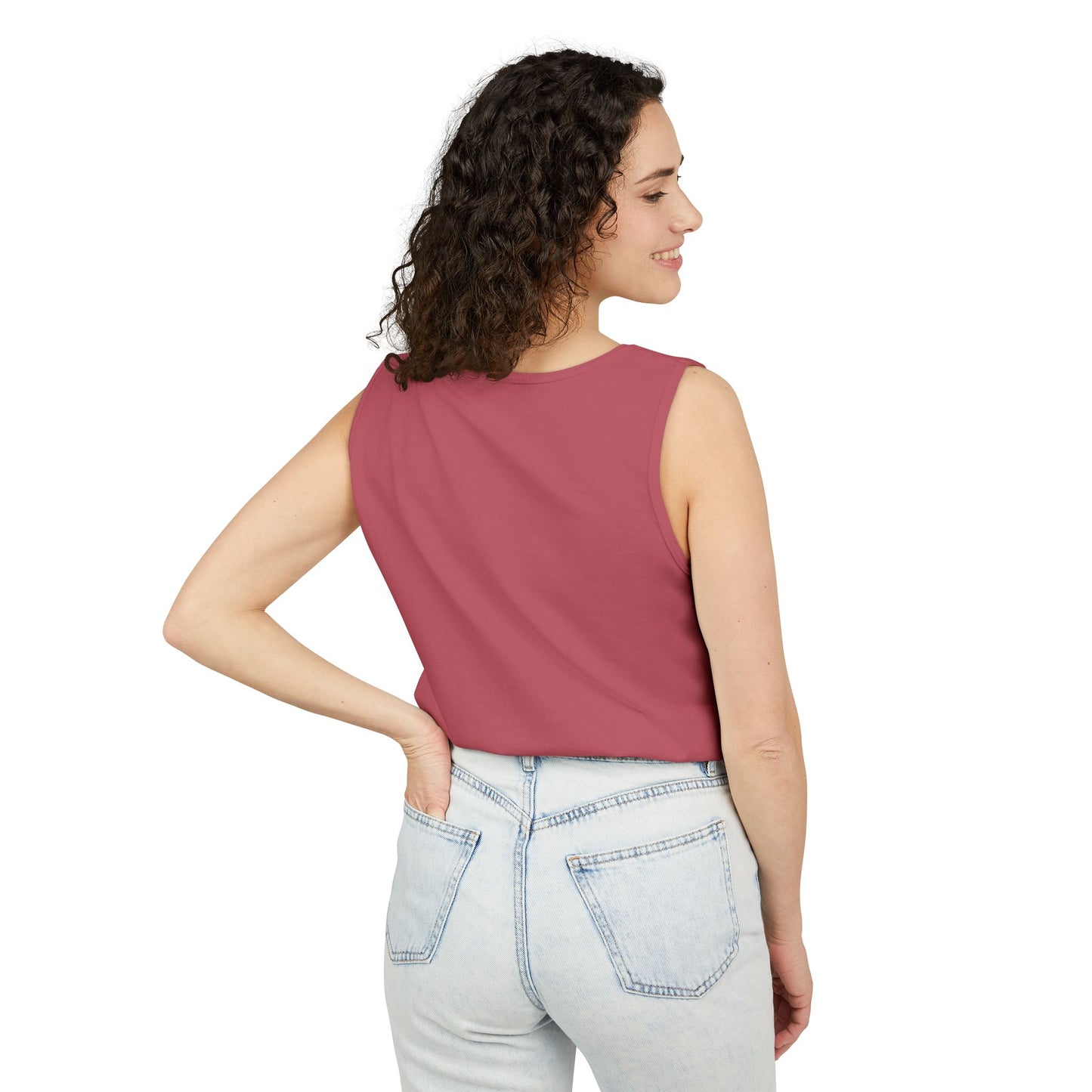 Wanderlust (Red) Unisex Garment-Dyed Tank Top, Summer Style, Casual Wear, Gifts for Him, Athleisure, Relaxed Fit