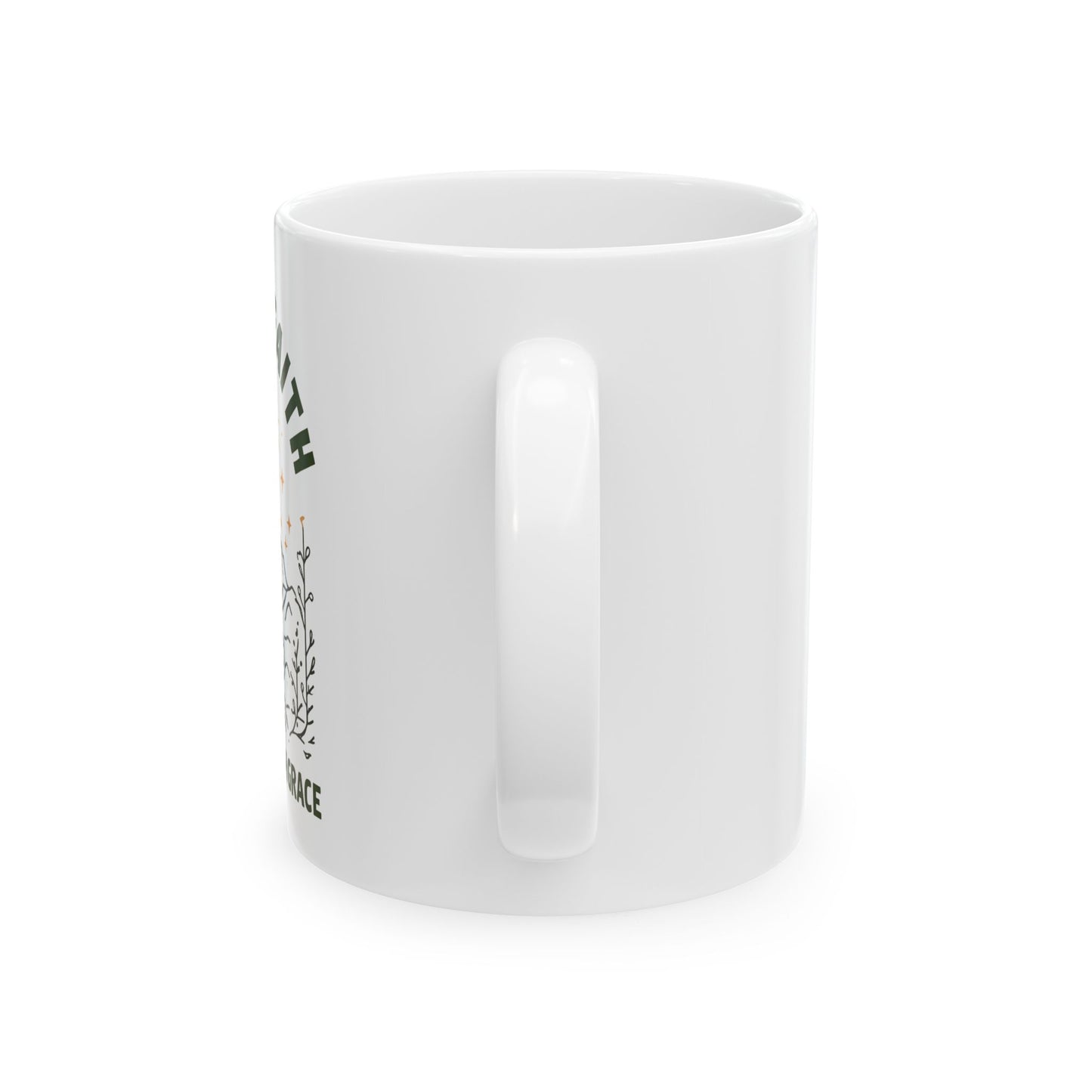 Lead by Faith White Ceramic Mug - Inspirational Mountain and Grace Design - 11oz & 15oz Faith Coffee Cup