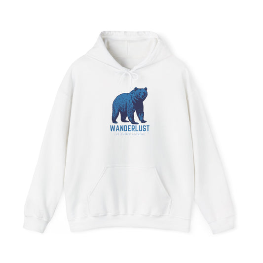 Wanderlust Hoodie (Blue)| Unisex Motivational Hoodie, Casual Outfit, Sportswear Gift, Inspirational Apparel