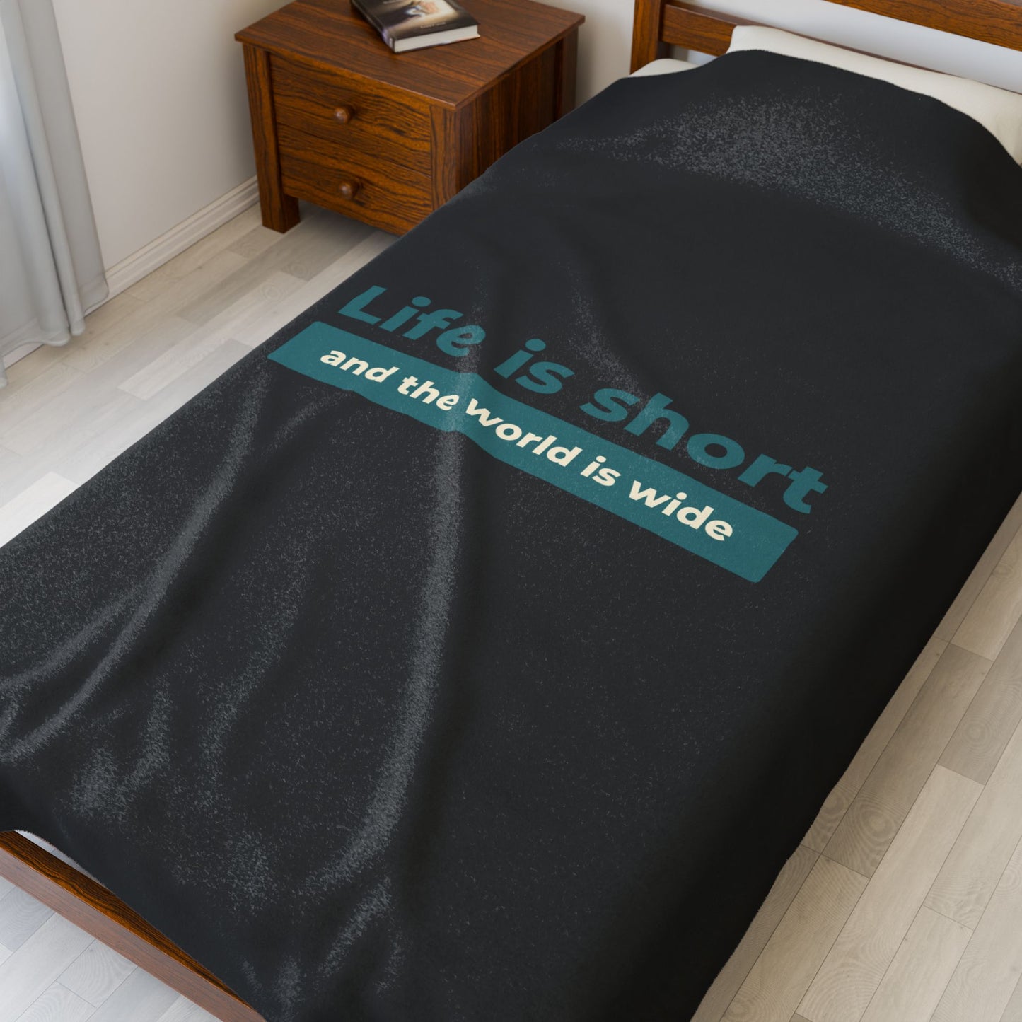 Life is Short Velveteen Plush Blanket | Cozy Throw, Inspirational Home Décor, Motivational Gift, Relaxation Blanket