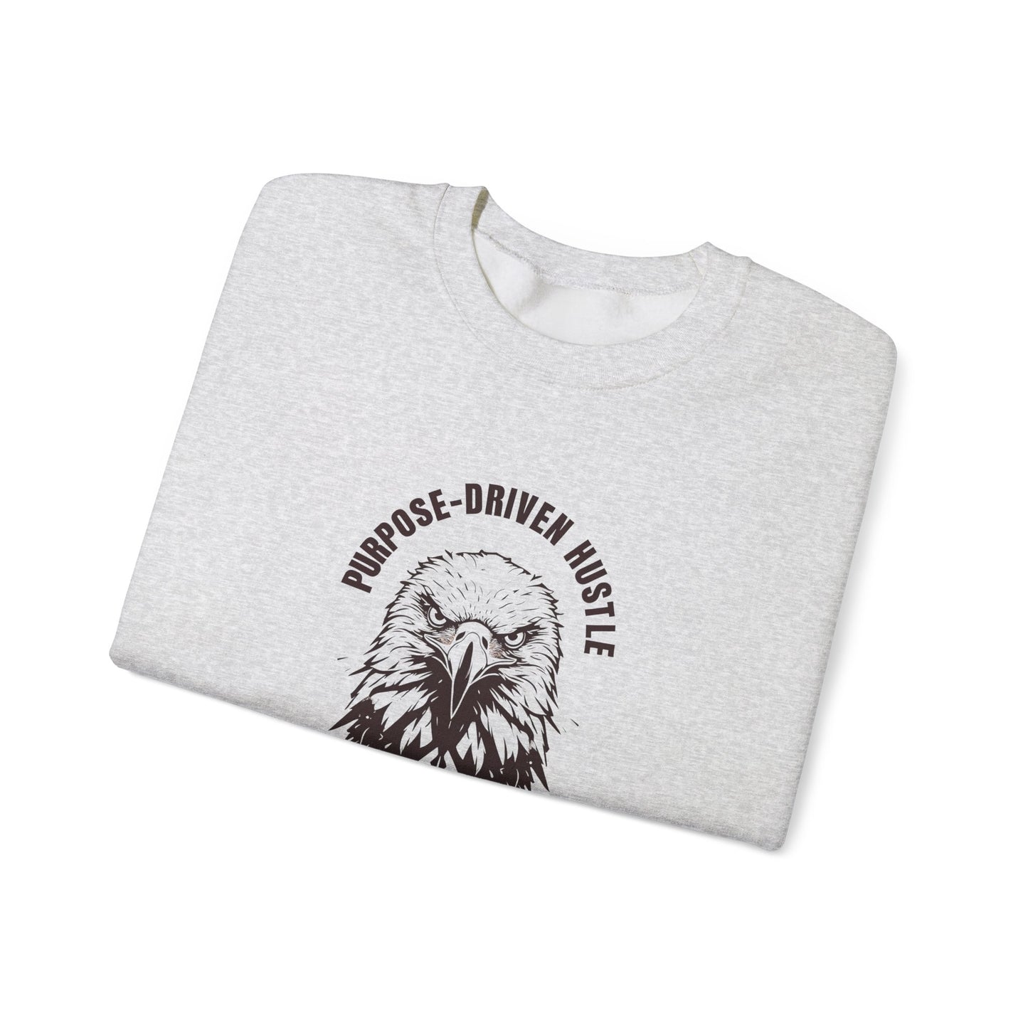 Purpose-Driven Hustle Crewneck Sweatshirt – 50/50 Cotton-Poly Blend, Ribbed Cuffs & Hem, Durable & Comfortable