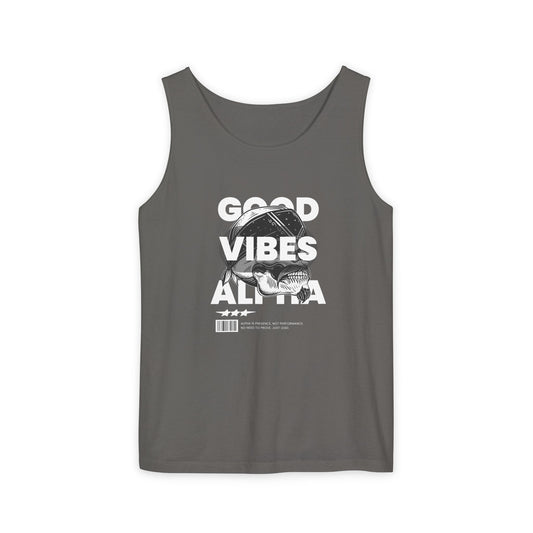 Alpha Presence Unisex Garment-Dyed Tank Top – Summer Fit for Beach Days, Relaxed Casual Wear, Travel Outfit