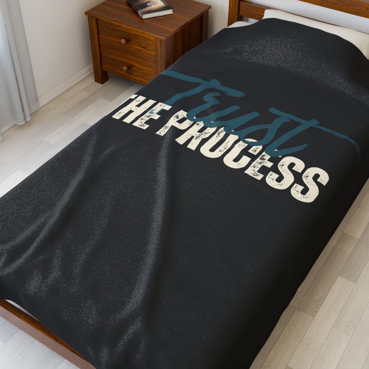 Trust the Process Velveteen Plush Blanket | Cozy Throw, Inspirational Home Décor, Motivational Gift, Relaxation Blanket