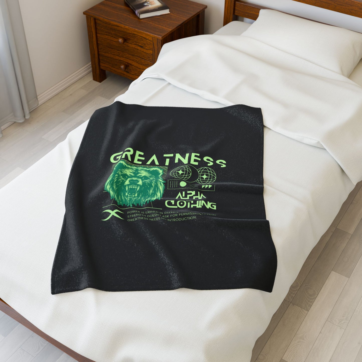 Greatness(Lime) Velveteen Plush Blanket | Cozy Throw, Inspirational Home Décor, Motivational Gift, Relaxation Blanket