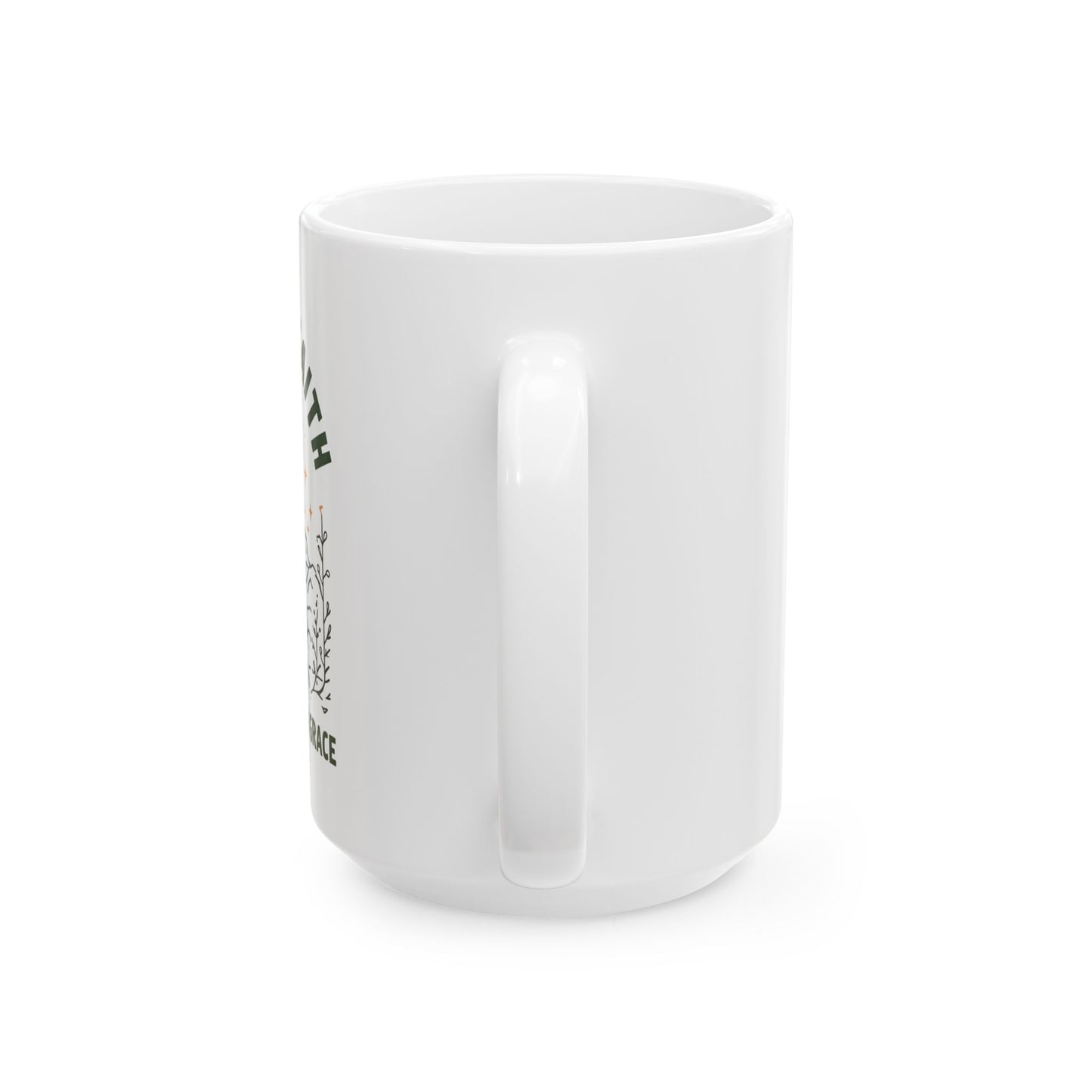 Lead by Faith White Ceramic Mug - Inspirational Mountain and Grace Design - 11oz & 15oz Faith Coffee Cup