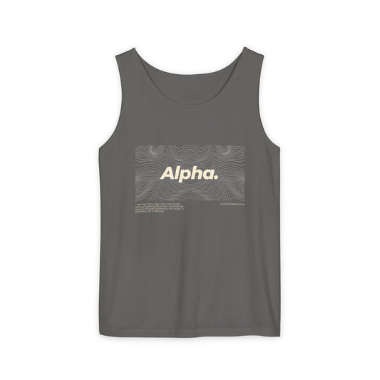 Alpha Waves (Ivory)Unisex Garment-Dyed Tank Top – Summer Fit for Beach Days, Relaxed Casual Wear, Travel Outfit