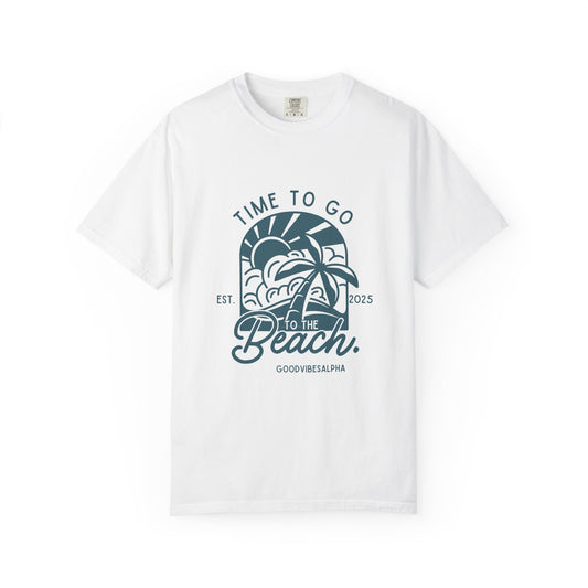 Beach Time Unisex T-Shirt – Garment-Dyed Retro Tee for Summer Trips, Vacations, Casual Wear, Travel Outfit