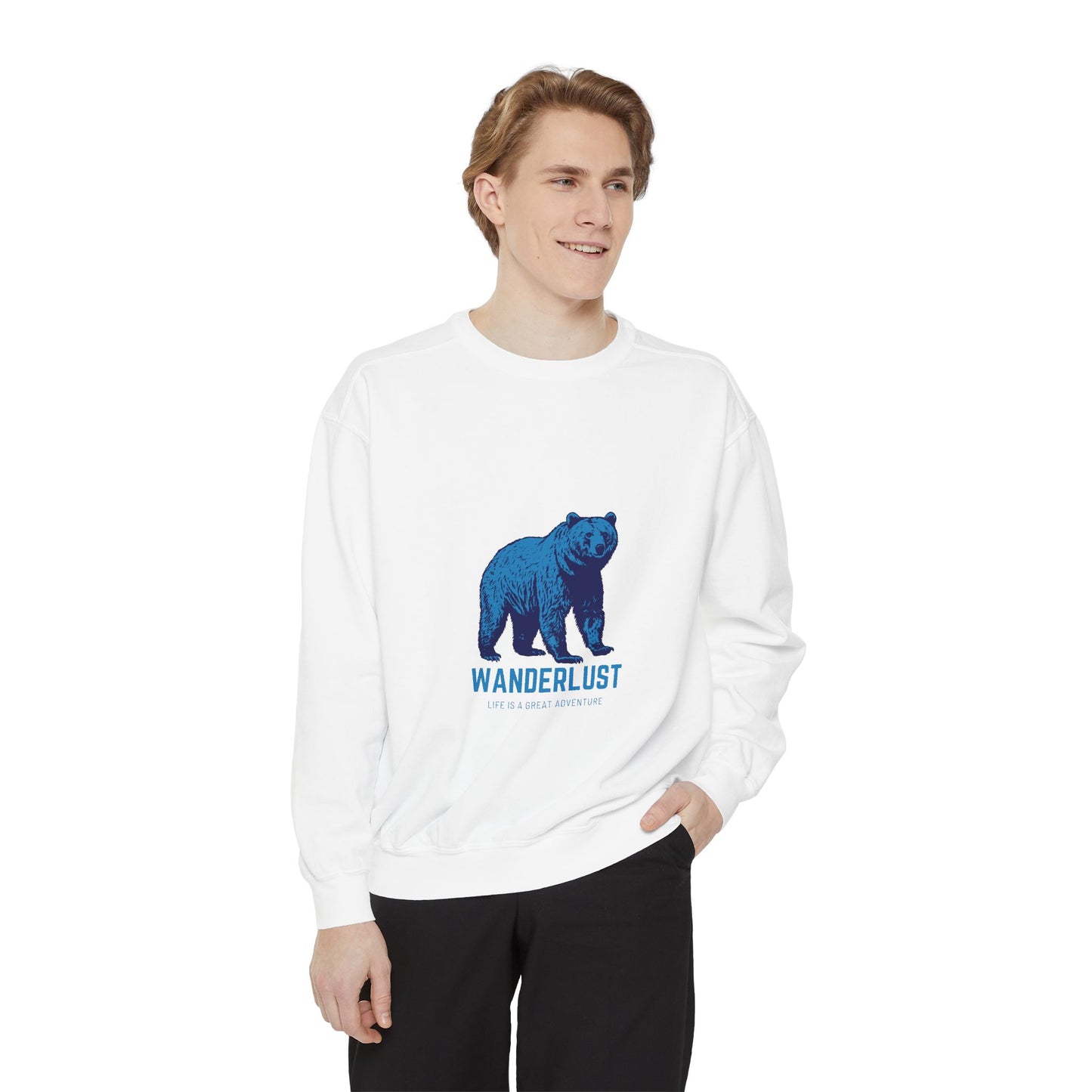 Wanderlust (Blue) Unisex Heavyweight Sweatshirt , Soft, Warm & Durable for Everyday Comfort