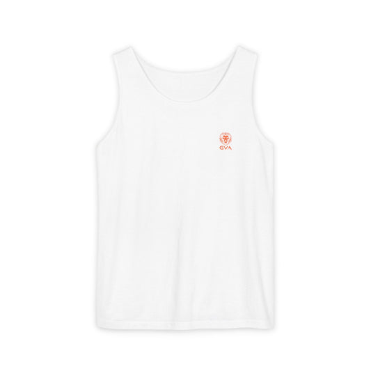 Good Vibes Alpha Orange Unisex Garment-Dyed Tank Top – Summer Style, Casual Wear, Gifts for Him, Athleisure, Relaxed Fit