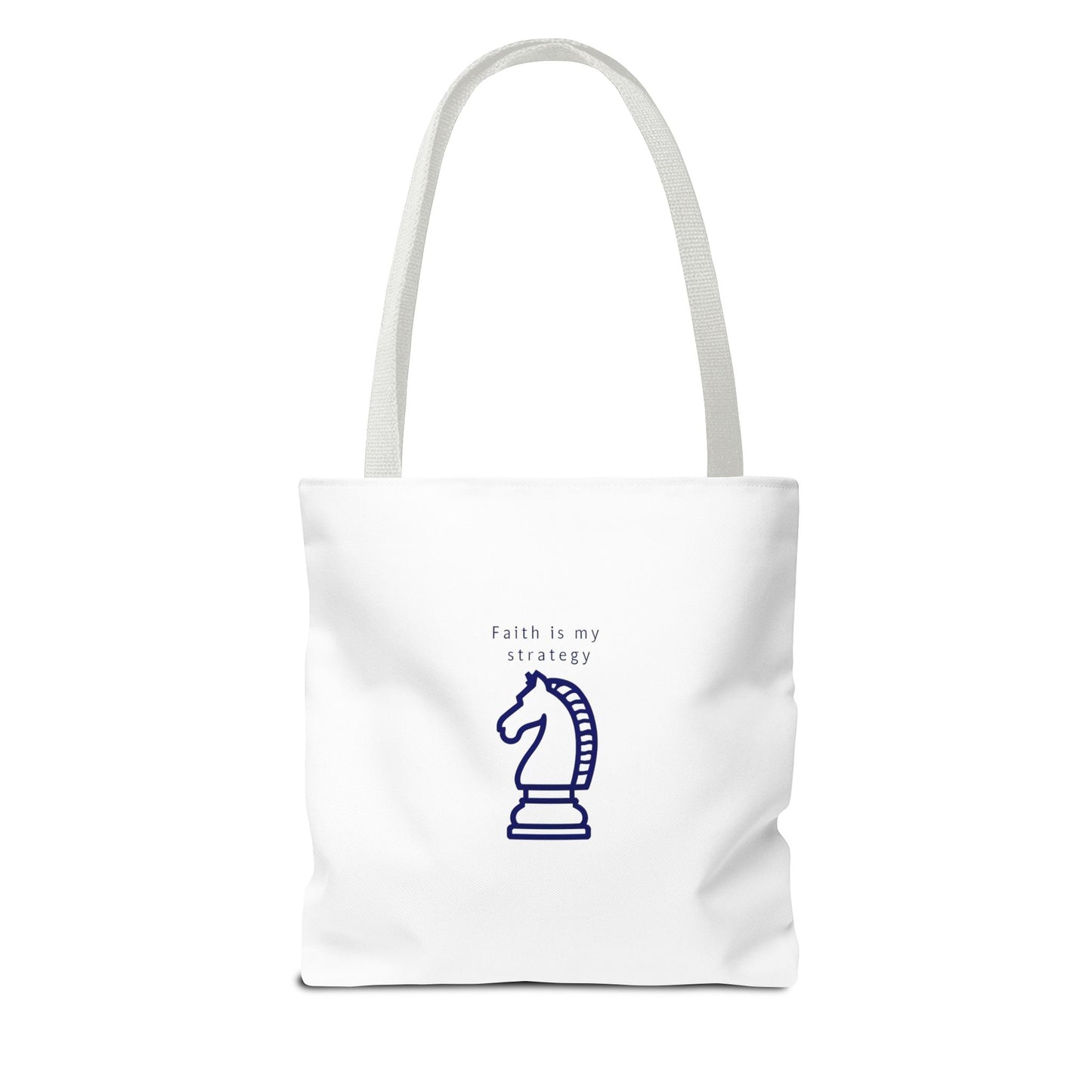 Faith Is My Strategy Tote Bag – Durable Canvas Bag with Inspirational Design for Everyday Use
