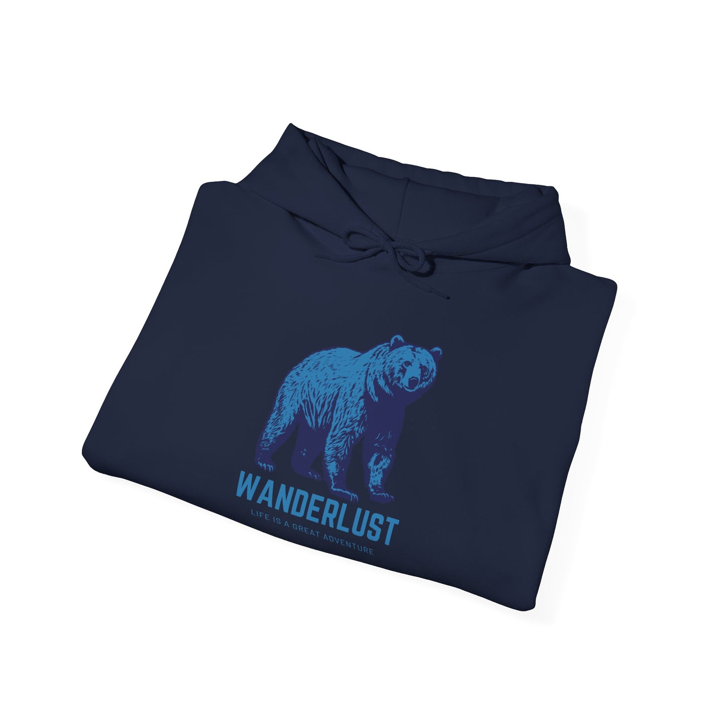 Wanderlust Hoodie (Blue)| Unisex Motivational Hoodie, Casual Outfit, Sportswear Gift, Inspirational Apparel