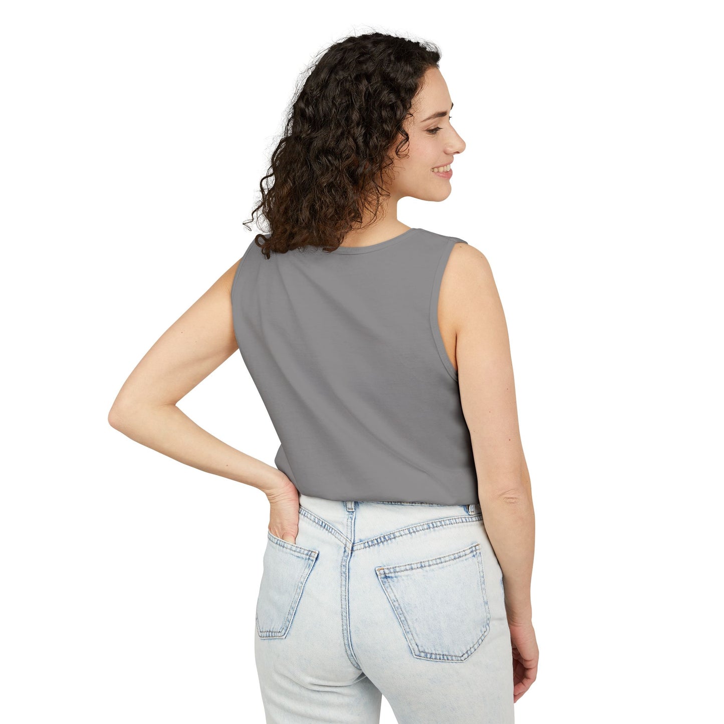 Wanderlust (Grey) Unisex Garment-Dyed Tank Top, Summer Style, Casual Wear, Gifts for Him, Athleisure, Relaxed Fit