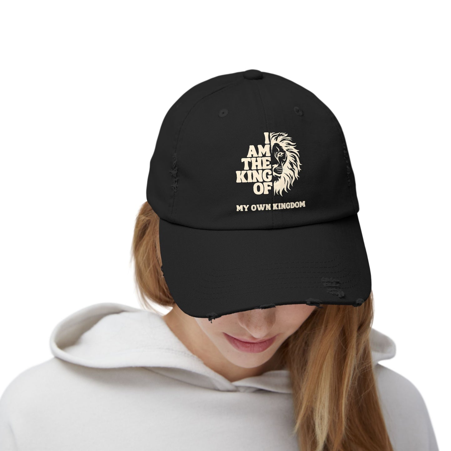 I am King Unisex Distressed Cap – Casual Everyday Hat, Comfortable Fit, Great for Outdoor Activities & Gifting