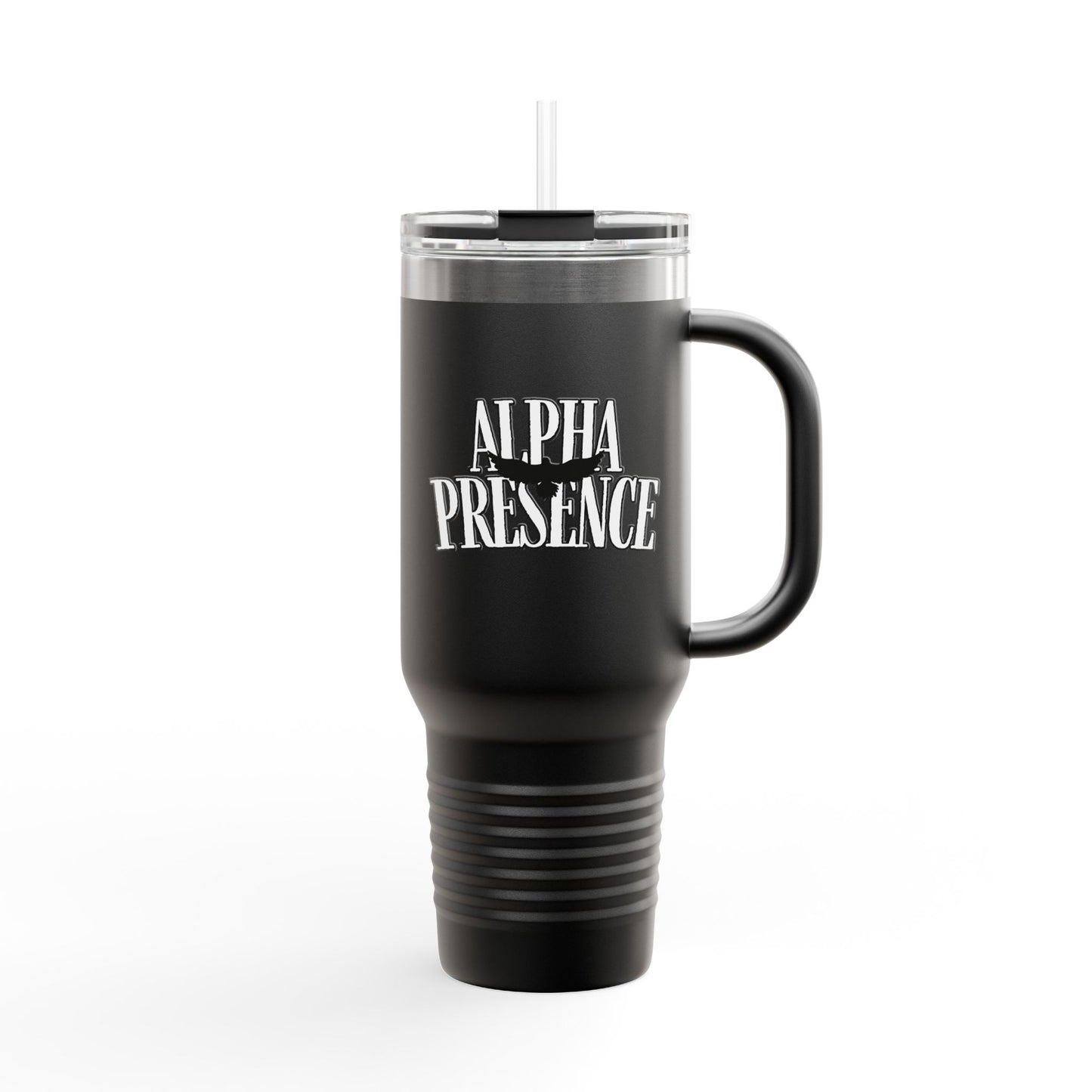 Alpha Presence Insulated Travel Mug 40oz | Coffee Tumbler, Tea Cup, Gift for Him Her, Road Trip Mug, Personalized