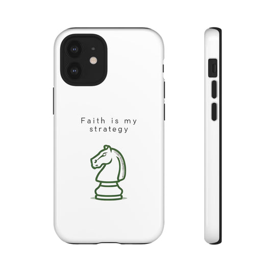 Faith Is My Strategy Phone Case - Knight Chess Piece Design for iPhone 12 to iPhone 16