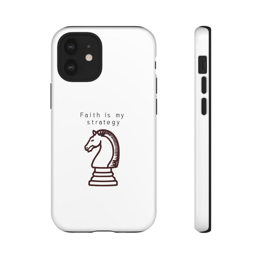 Faith Is My Strategy Phone Case - Knight Chess Piece Design for iPhone 12 to iPhone 16