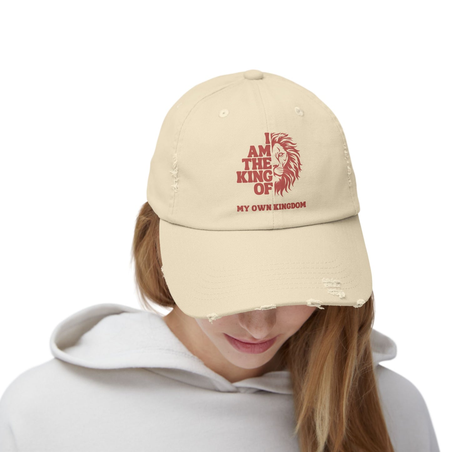 I am King Unisex Distressed Cap – Casual Everyday Hat, Comfortable Fit, Great for Outdoor Activities & Gifting