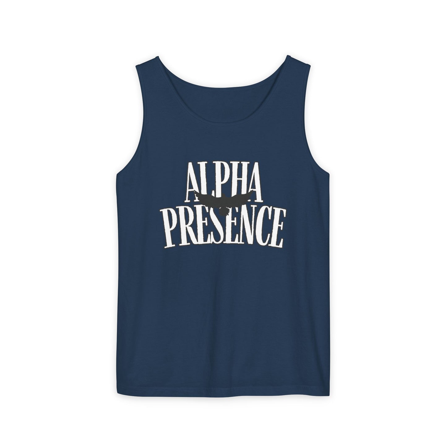 Alpha Presence Unisex Garment-Dyed Tank Top – Summer Style, Casual Wear, Gifts for Him, Athleisure, Relaxed Fit