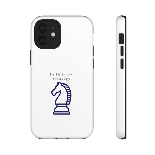 Faith Is My Strategy Phone Case - Knight Chess Piece Design for iPhone 12 to iPhone 16