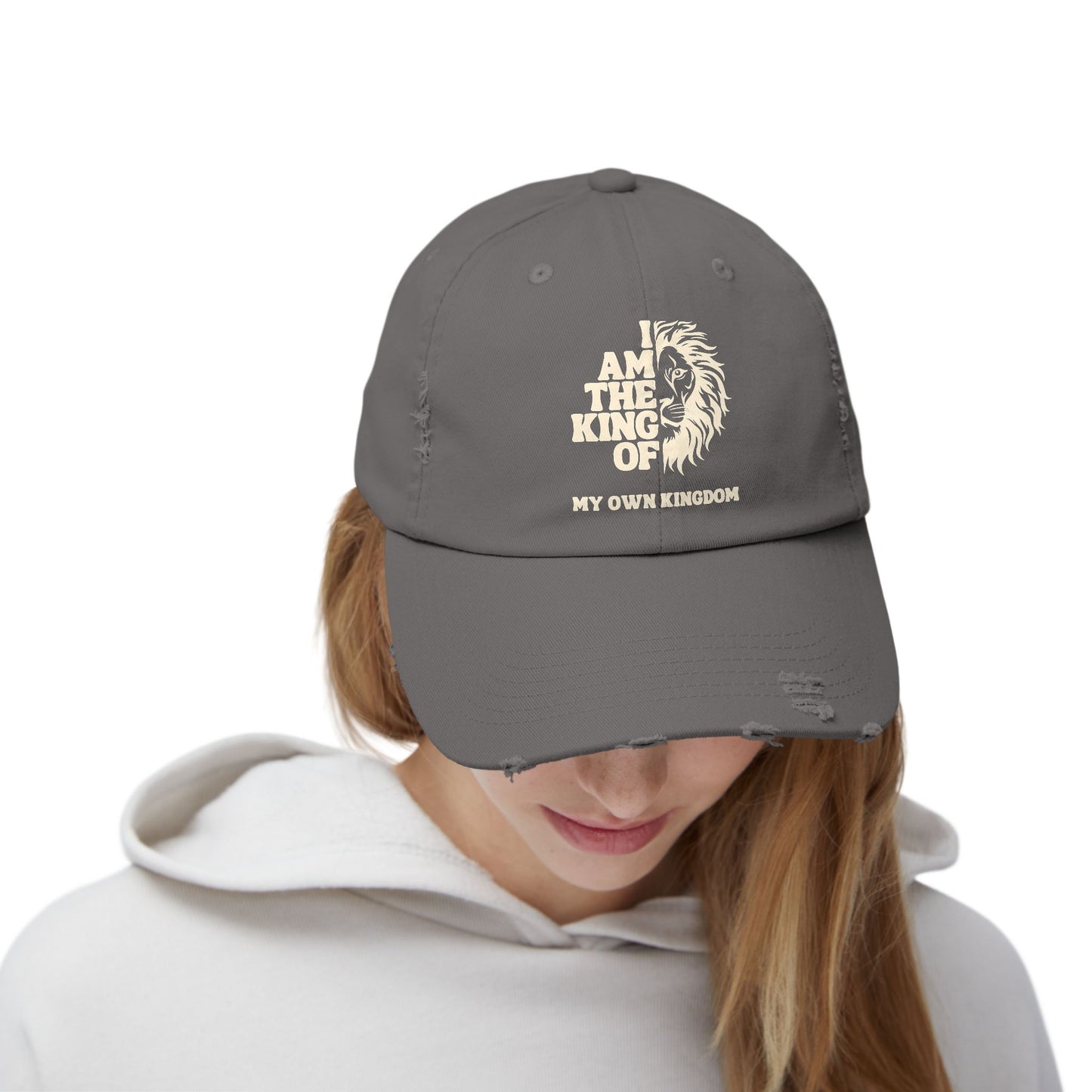 I am King Unisex Distressed Cap – Casual Everyday Hat, Comfortable Fit, Great for Outdoor Activities & Gifting